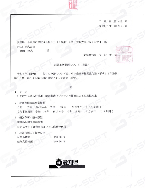 経営革新計画について（承認）