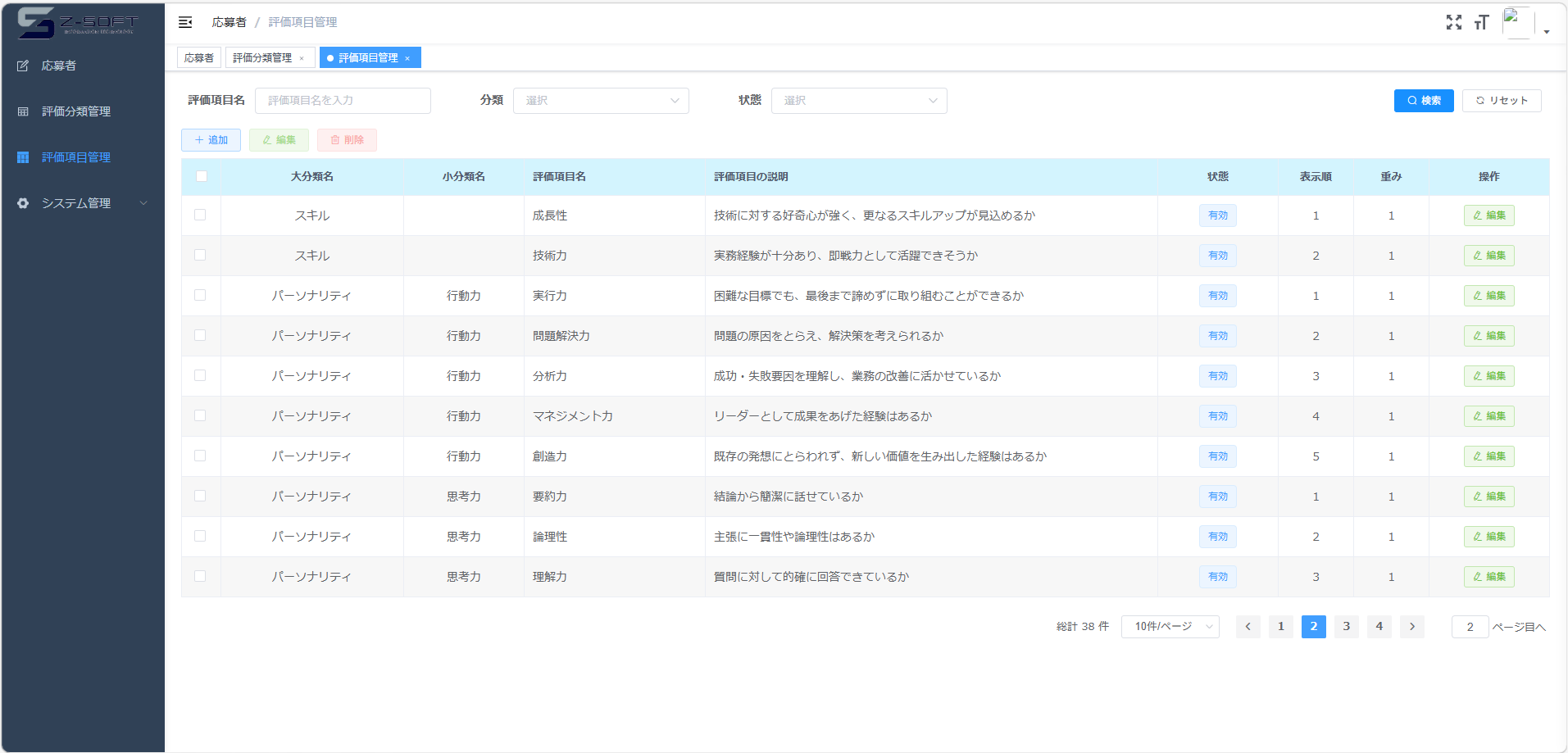 履歴書一元化